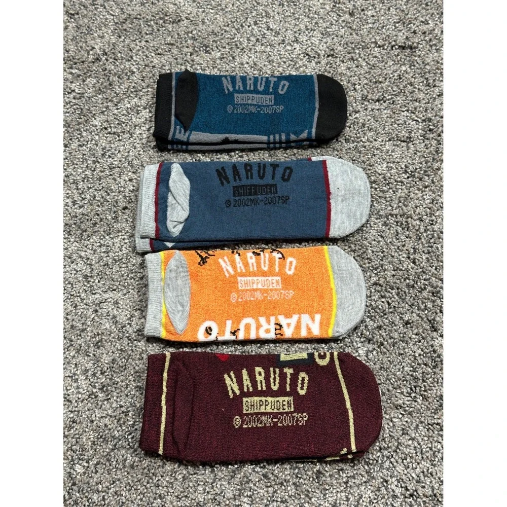 Ankle Socks Naruto Shippuden Mens Multicolor Excellent Anime 4 Pair Bundle OS